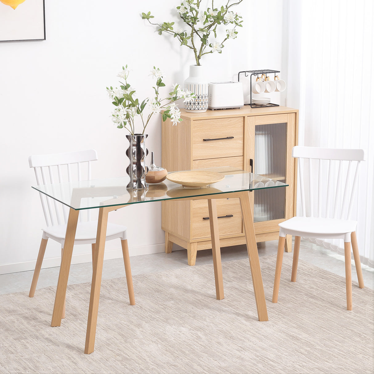 easycomfort easycomfort tavolo da pranzo rettangolare per 4 persone max in acciaio con piano in vetro temperato 120x60x76 cm