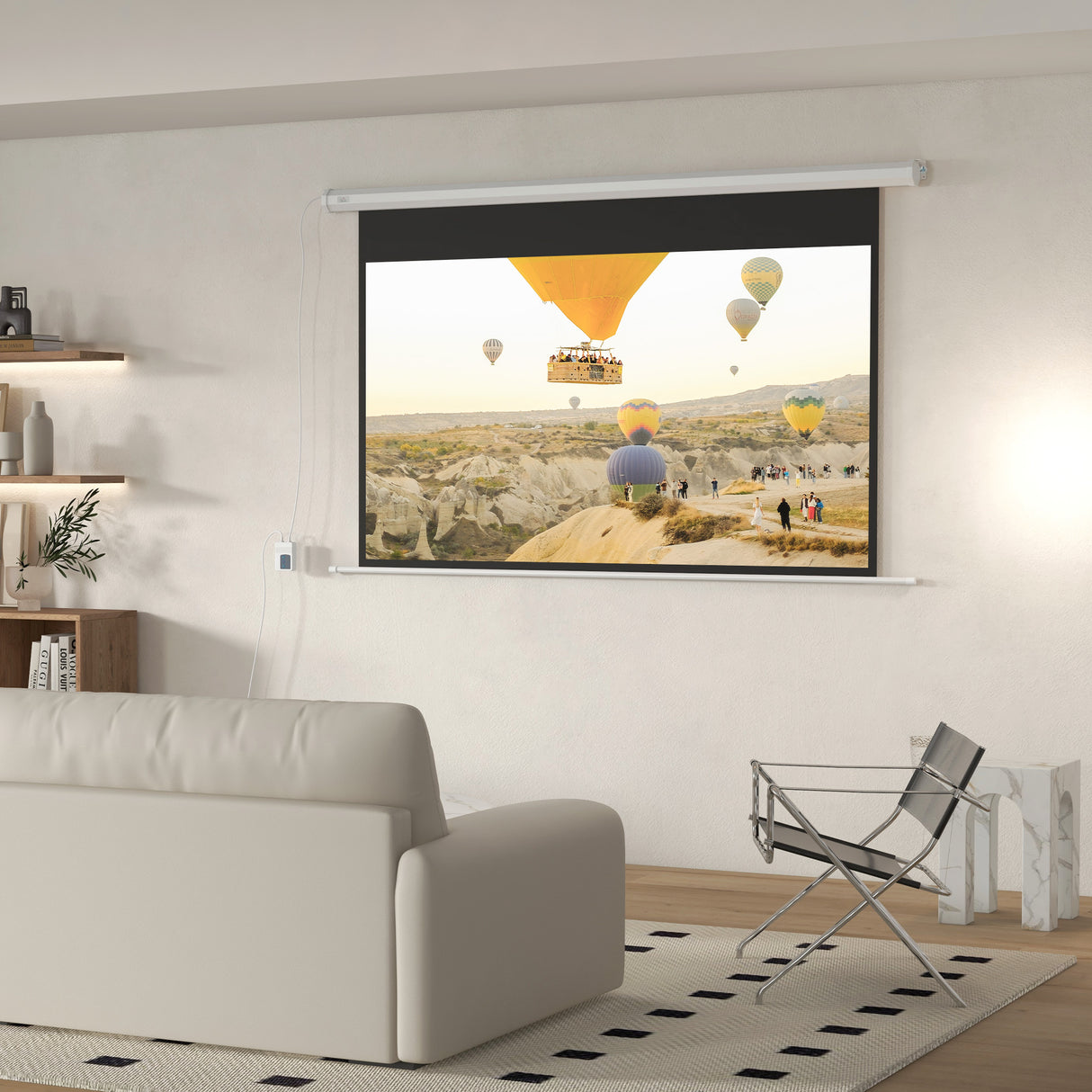 easycomfort easycomfort telo per proiettore 84 169 motorizzato con telecomando 215x8x140cm bianco
