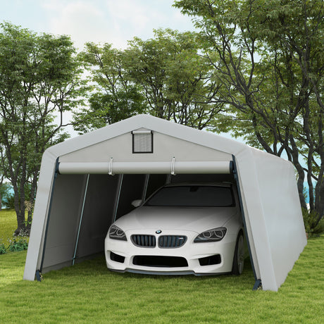 easycomfort easycomfort tendone per auto e feste con 2 finestre laterali in acciaio zincato e pe 618x265330x240 cm grigio chiaro
