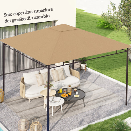 easycomfort easycomfort tetto di ricambio per gazebo 3x3m in poliestere con prese daria e fori di drenaggio beige