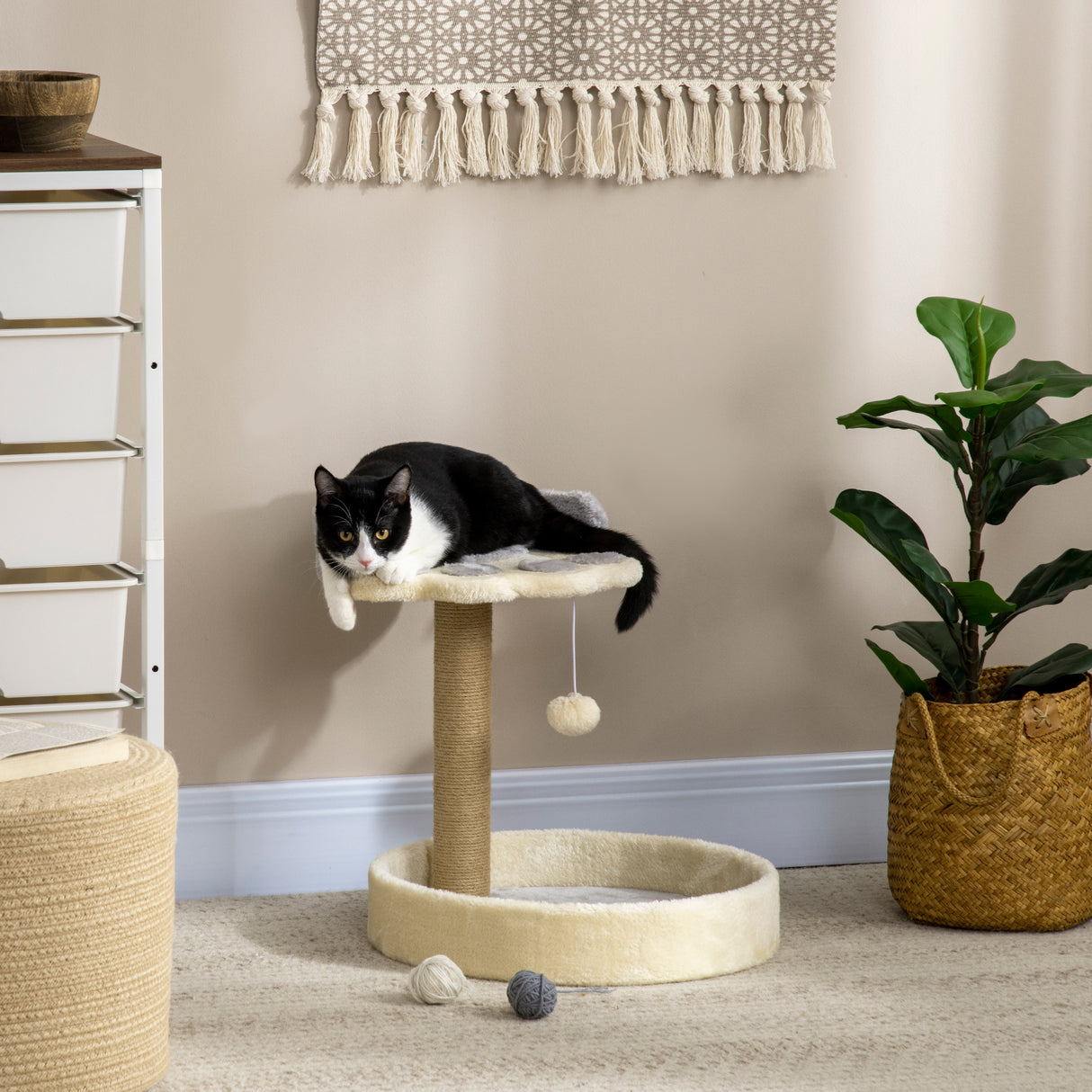 easycomfort easycomfort tiragraffi per gatti con lettini corda in juta e peluche 41x41x44 cm grigio e beige