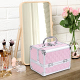 easycomfort easycomfort valigetta porta trucchi con profili in alluminio maniglia e vassoio cantilever 20x15x15cm rosa