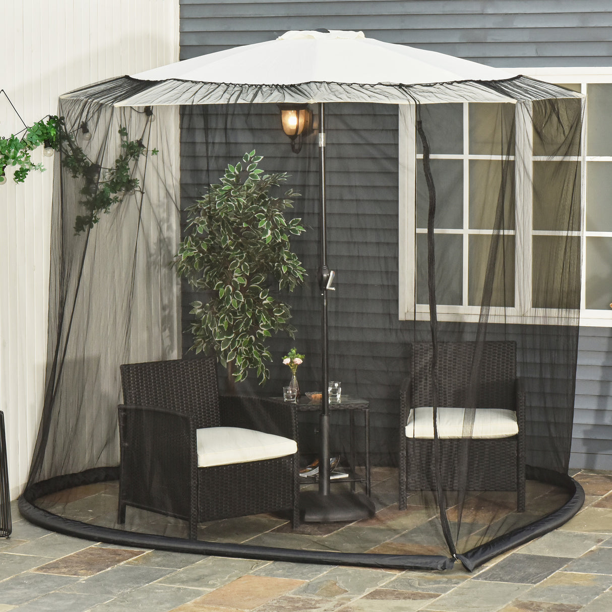easycomfort easycomfort zanzariera per ombrellone 3x2 3 m regolabile a rete fitta con apertura a cerniera nero