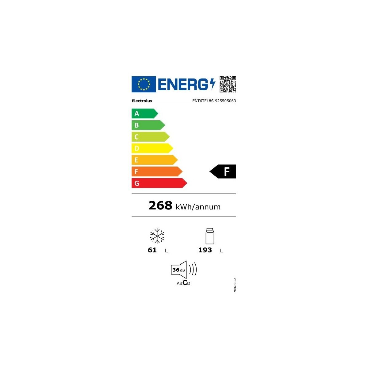 frigorifero combinato electrolux ent6tf18s 192 lt twintech dynamicair classe f 34382