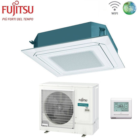 fujitsu condizionatore a cassetta fujitsu kr circular flow white 36000 btu auxg36krlb trifase r 32 wi fi optional con griglia e filocomando
