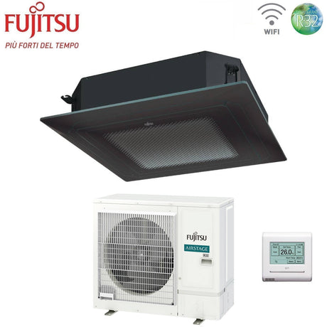 fujitsu condizionatore a cassetta fujitsu kr eco circular flow black 36000 btu auxg36krlb monofase r 32 wi fi optional con griglia e filocomando