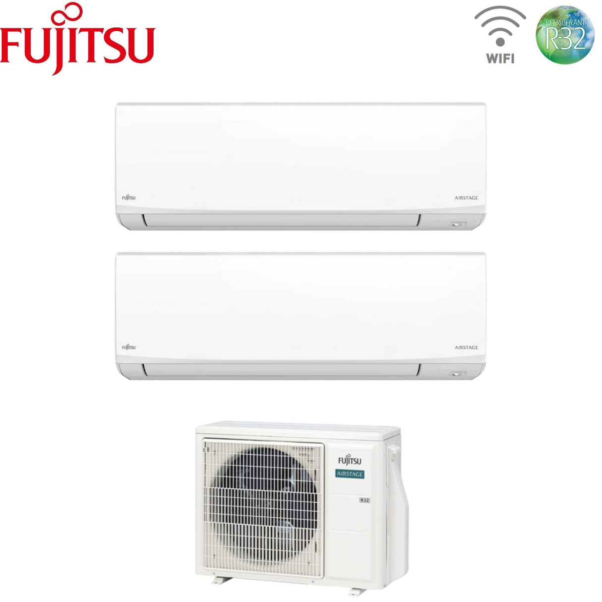 fujitsu condizionatore dual split fujitsu kj white 79 con aoeg18kbca2 r 32 wi fi integrato
