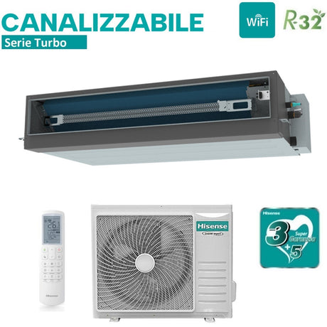 hisense condizionatore hisense canalizzato turbo 36000 btu aud105ux4reh8 auw105u4rw8 r 32 wi fi optional con telecomando di serie
