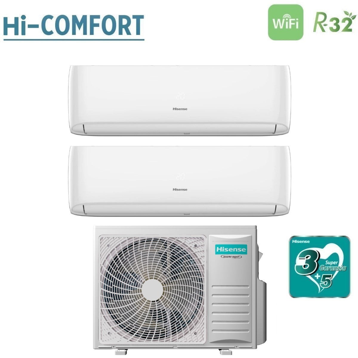 hisense condizionatore hisense dual split inverter serie hi comfort 912 con 3amw62u4rjc r 32 wi fi integrato 900012000