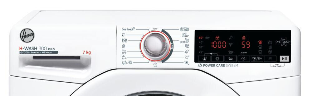 lavatrice a carico frontale hoover 7 kg h3w4 37txme 1 s 1300 giri classe a l60xp45xa85 h wash 300 plus