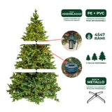 le stelle albero di natale artificiale verde h 240cm x l 150cm super folto con 4000 luci led incorporate e base a croce in metallo