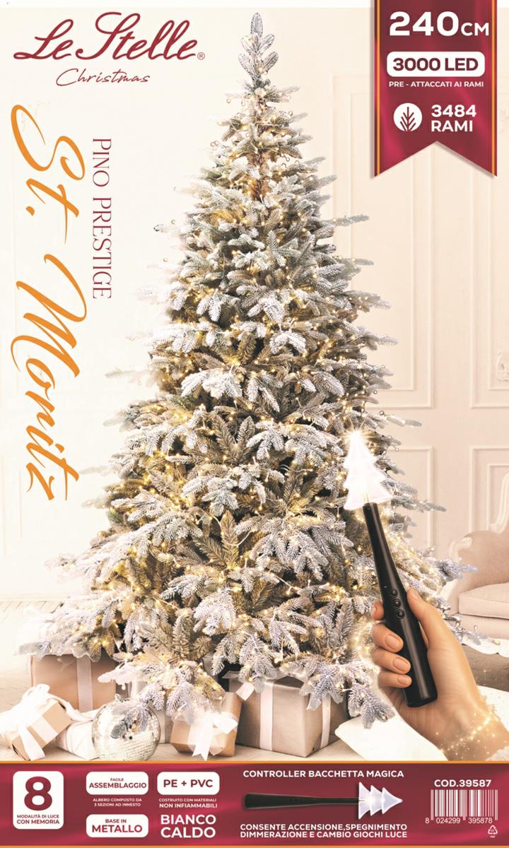 le stelle albero di natale innevato le stelle st moritz h 240cm x l 165cm con 3000 luci led 3484 rami bacchetta