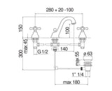 nobili rubinetto lavabo con 3 fori nobili serie grazia finitura cromo grc50111cr