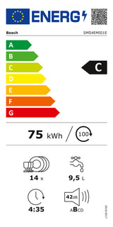 bosch lavastoviglie a libera installazione bosch serie 4 sms4emi01e 14 coperti classe c axlxp845x60x60 alexe e google assistant in acciaio inox ean 4242005359219