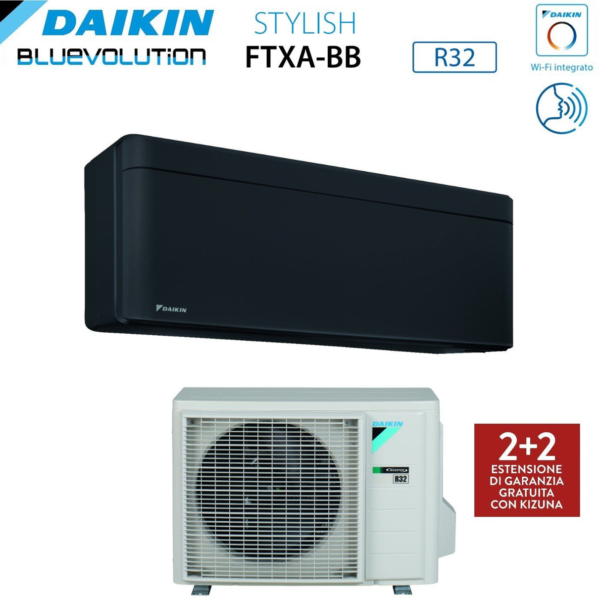 climatizzatore condizionatore daikin bluevolution inverter serie stylish total black 12000 btu ftxa35bb r 32 wi fi integrato classe a___ nero novita 2020