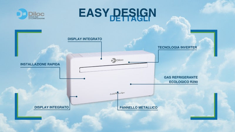 climatizzatore condizionatore diloc monoblocco parete serie easy design 10000 btu d.10000sm_ senza motore esterno