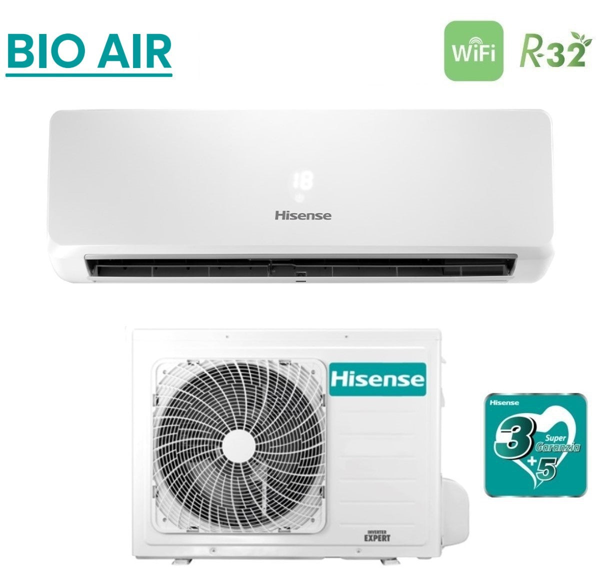 climatizzatore condizionatore hisense inverter serie bio air 9000 btu tdve090ag _ tdve090aw r 32 wi fi integrato classe a__ a_