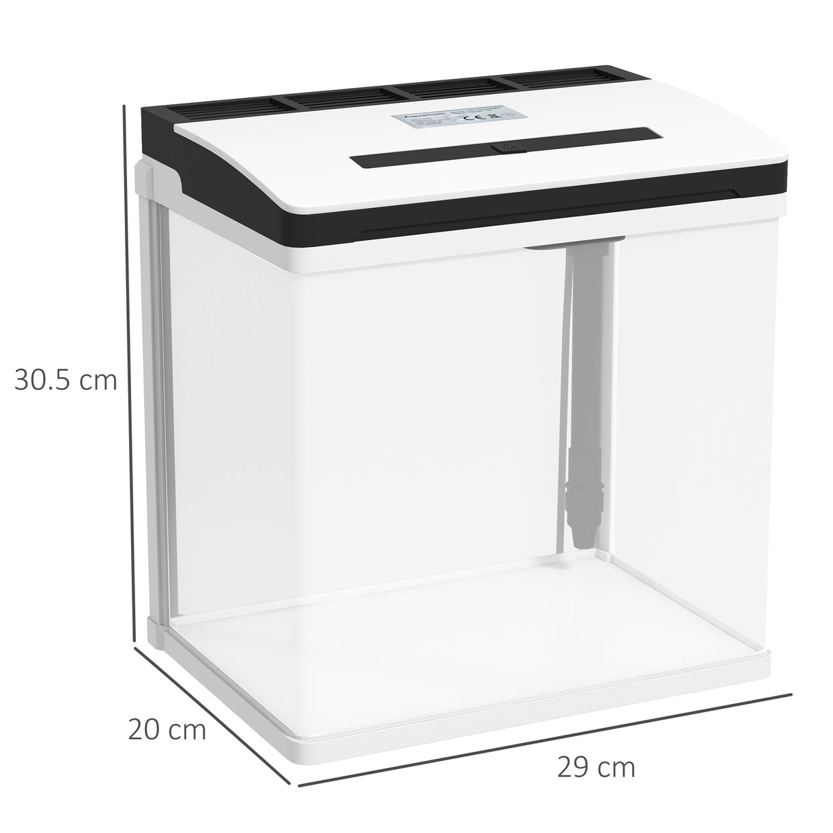 easycomfort easycomfort acquario da 13l a illuminazione led con fori di ventilazione in vetro hd e abs 29x20x30 5 cm