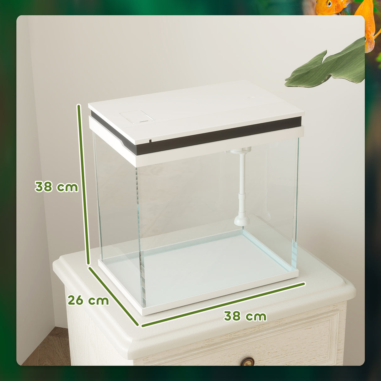 easycomfort easycomfort acquario per pesci rossi 26l con luci led sistema di filtraggio e pompa dacqua 38x26x38 cm bianco