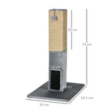 easycomfort easycomfort albero tiragraffi per gatti con 2 palline giocattolo e spazzola in legno iuta e peluche 59 5x39x79 cm grigio