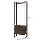 easycomfort easycomfort appendiabiti da terra con asta 3 cassetti e ripiani in legno mdf e acciaio 58 5x30x178 cm marrone