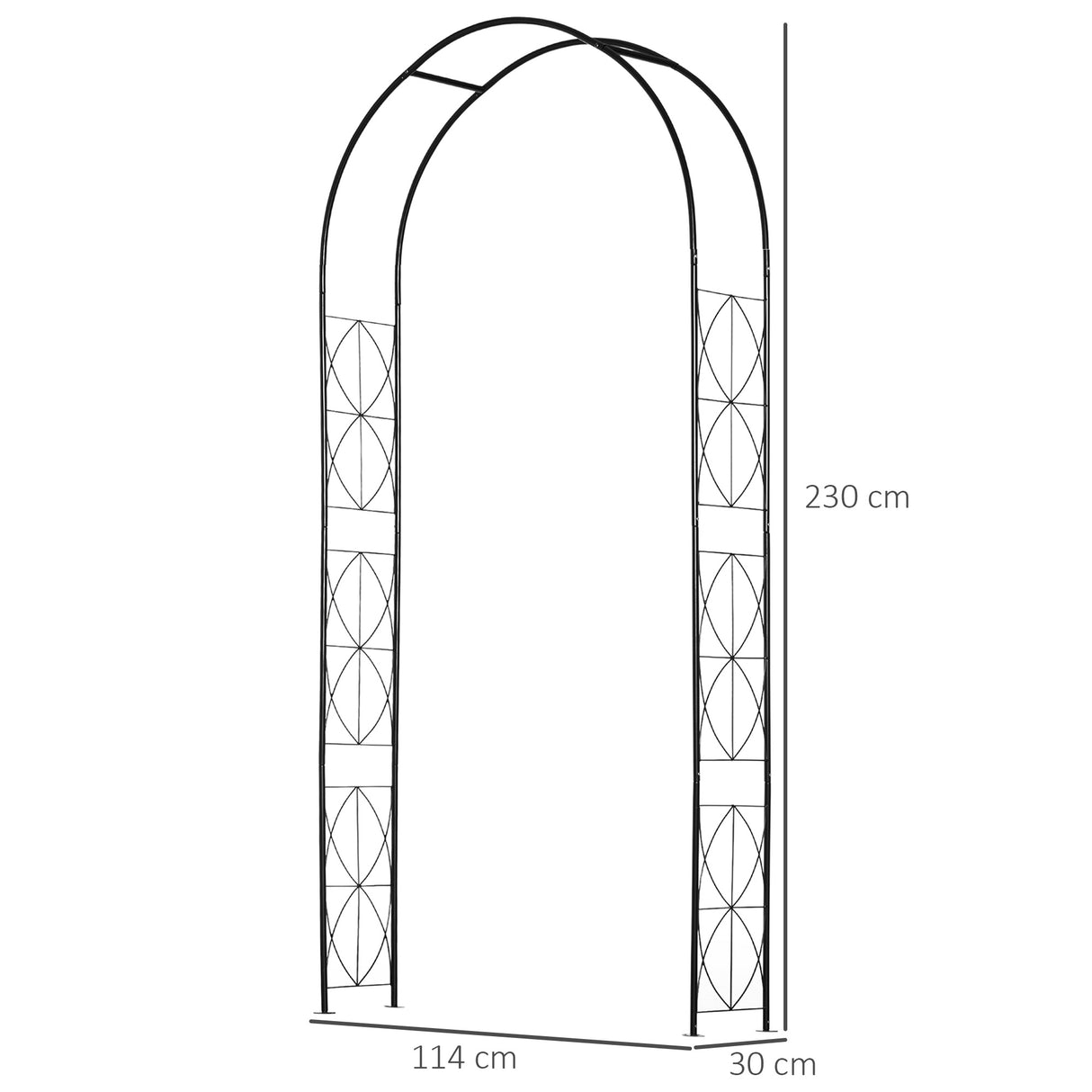 easycomfort easycomfort arco per rose e supporto per piante rampicanti in metallo 114x30x230cm nero