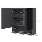 easycomfort easycomfort armadietto con specchiera bagno a 2 ante e mensole regolabili in legno 55x17x55cm nero