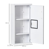 easycomfort easycomfort armadietto medicinali a 3 ripiani con porta magnetica in acciaio 30x12x60 cm bianco