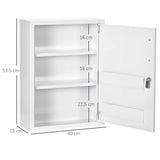 easycomfort easycomfort armadietto medicinali a 3 ripiani con serratura e 2 chiavi in acciaio 40x15x53 5 cm bianco