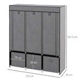 easycomfort easycomfort armadio in tessuto pieghevole con cassetti e ante avvolgibili con zip 125x43x162 5cm grigio scuro