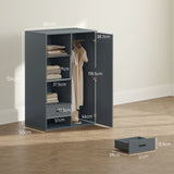 easycomfort easycomfort armadio moderno con 2 cassetti ripiani aperti e vano appendiabiti 80x50x124 cm grigio scuro