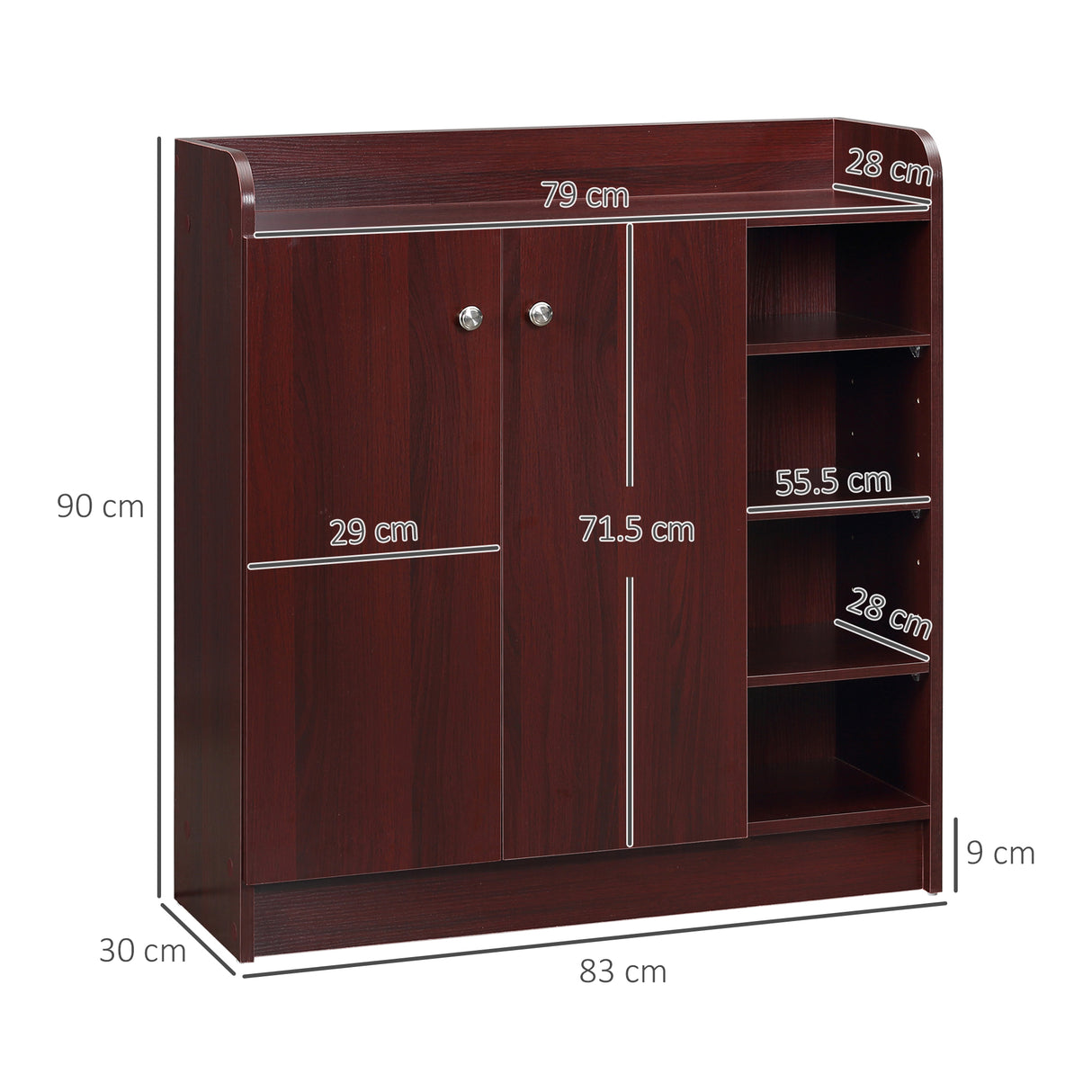 easycomfort easycomfort armadio scarpiera moderno e salvaspazio in legno per 12 paia con 4 ripiani aperti 83x30x90 cm color caffe