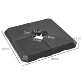 easycomfort easycomfort base per ombrellone a braccio da 4 pezzi riempibile con acqua o sabbia per basi a croce da 100x100cm nero