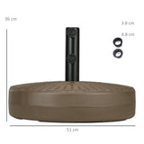 easycomfort easycomfort base per ombrellone con 2 manopole incorporate in hdpe e acciaio 51x36 cm marrone e nero