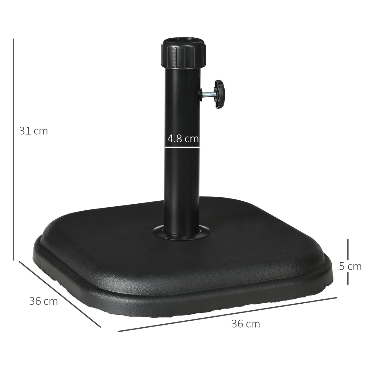 easycomfort easycomfort base per ombrellone da giardino in plastica e cemento da 11kg 36x36x31cm nero