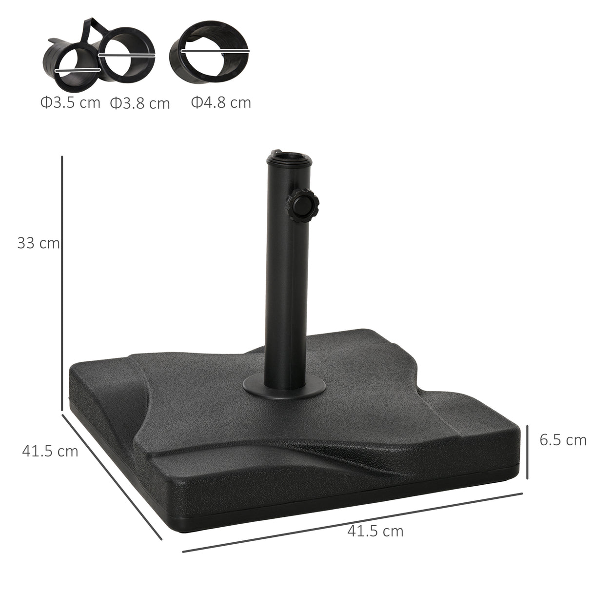 easycomfort easycomfort base per ombrellone in plastica da 20kg per pali da 32 38 48mm 41 5x41 5x35cm