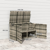 easycomfort easycomfort baule da esterno da 350l a 2 livelli con pistoni a gas rattan pe e acciaio 118x57x69 cm grigio