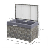 easycomfort easycomfort baule da giardino in rattan pe con rivestimento interno in tessuto impermeabile 76x45x48 cm grigio