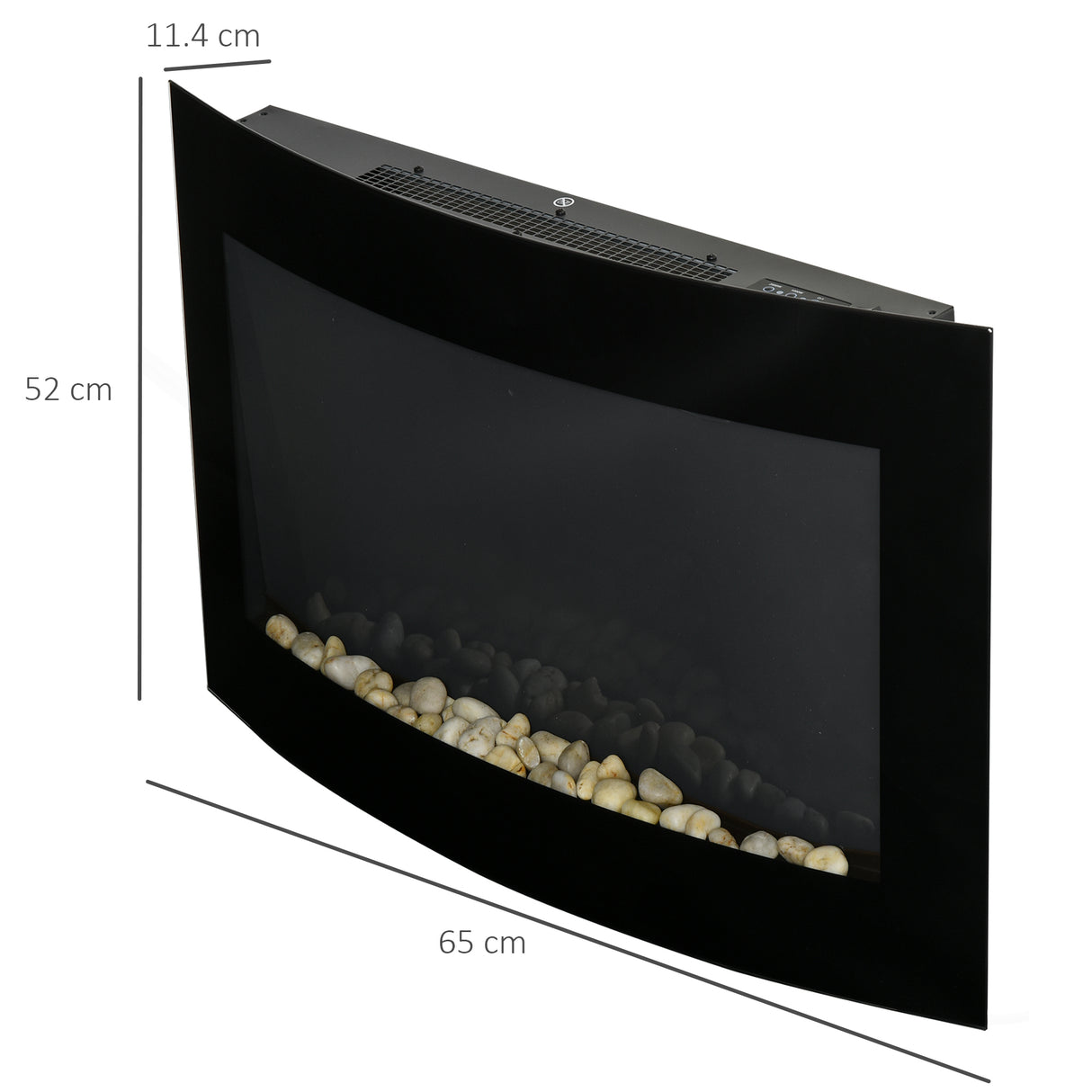 easycomfort easycomfort caminetto elettrico da parete con effetto fiamma colorato con telecomando in acciaio inox e vetro 65x11 4x52 cm nero ean 8054144139715
