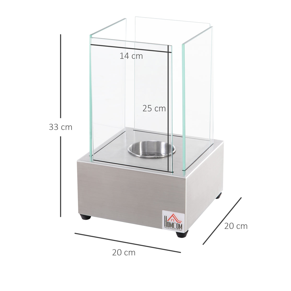 easycomfort easycomfort camino a bioetanolo da tavolo con bruciatore da 0 4l biocamino in acciaio e vetro per interni ed esterni 20x20x33cm argento