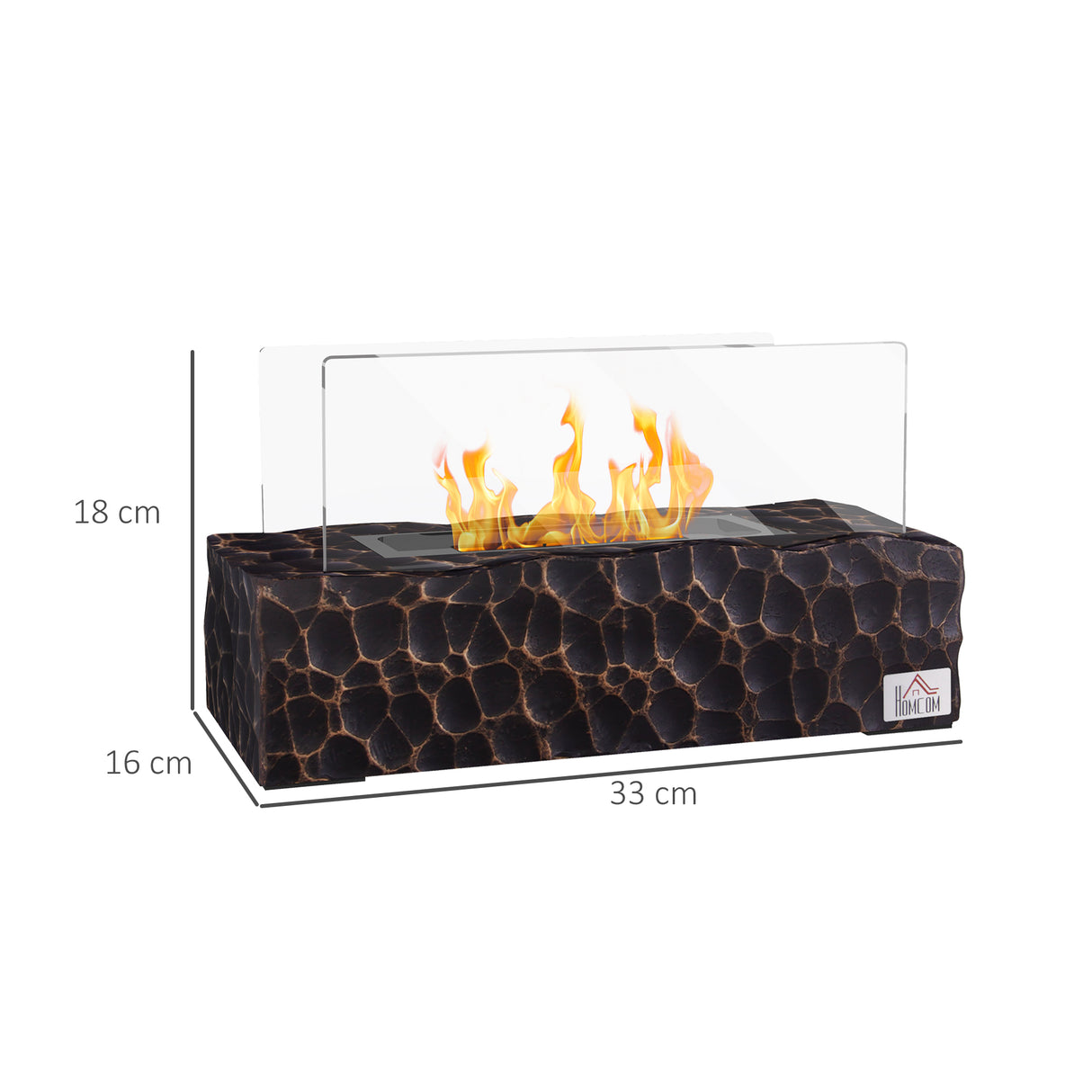 easycomfort easycomfort camino a bioetanolo da tavolo con bruciatore da 1 15l e pannello in vetro 33x16x18cm nero