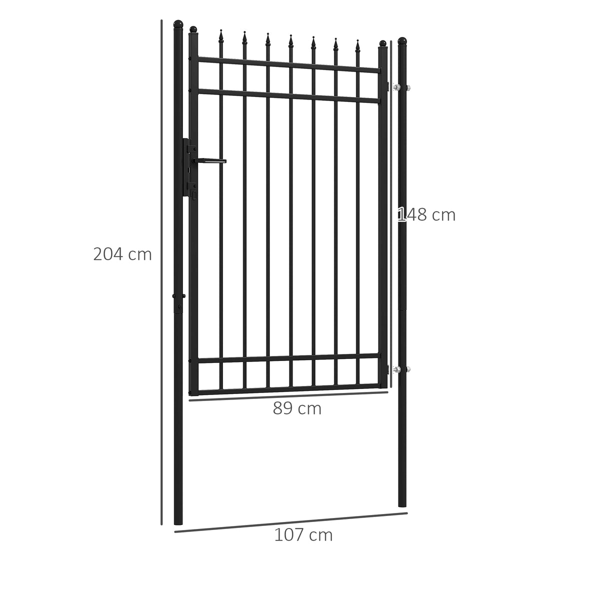 easycomfort easycomfort cancelletto di sicurezza con serratura 3 chiavi e 2 paletti in acciaio zincato 107x204 cm nero