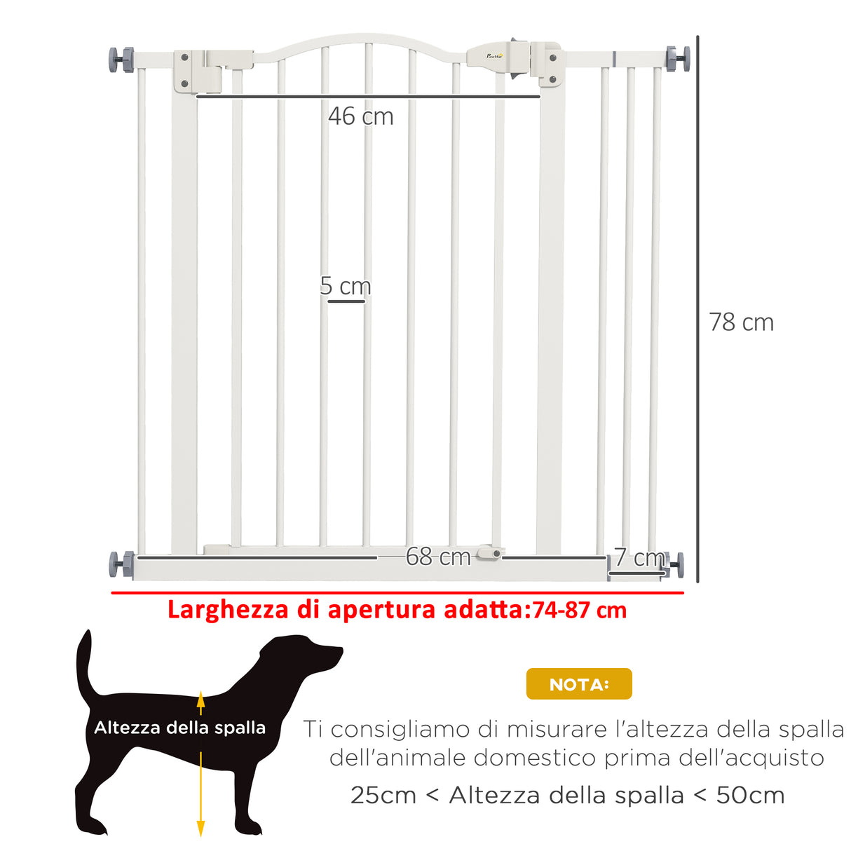 easycomfort easycomfort cancelletto per cani estensibile con 2 blocchi e chiusura automatica in metallo e plastica 74 87x78 cm bianco