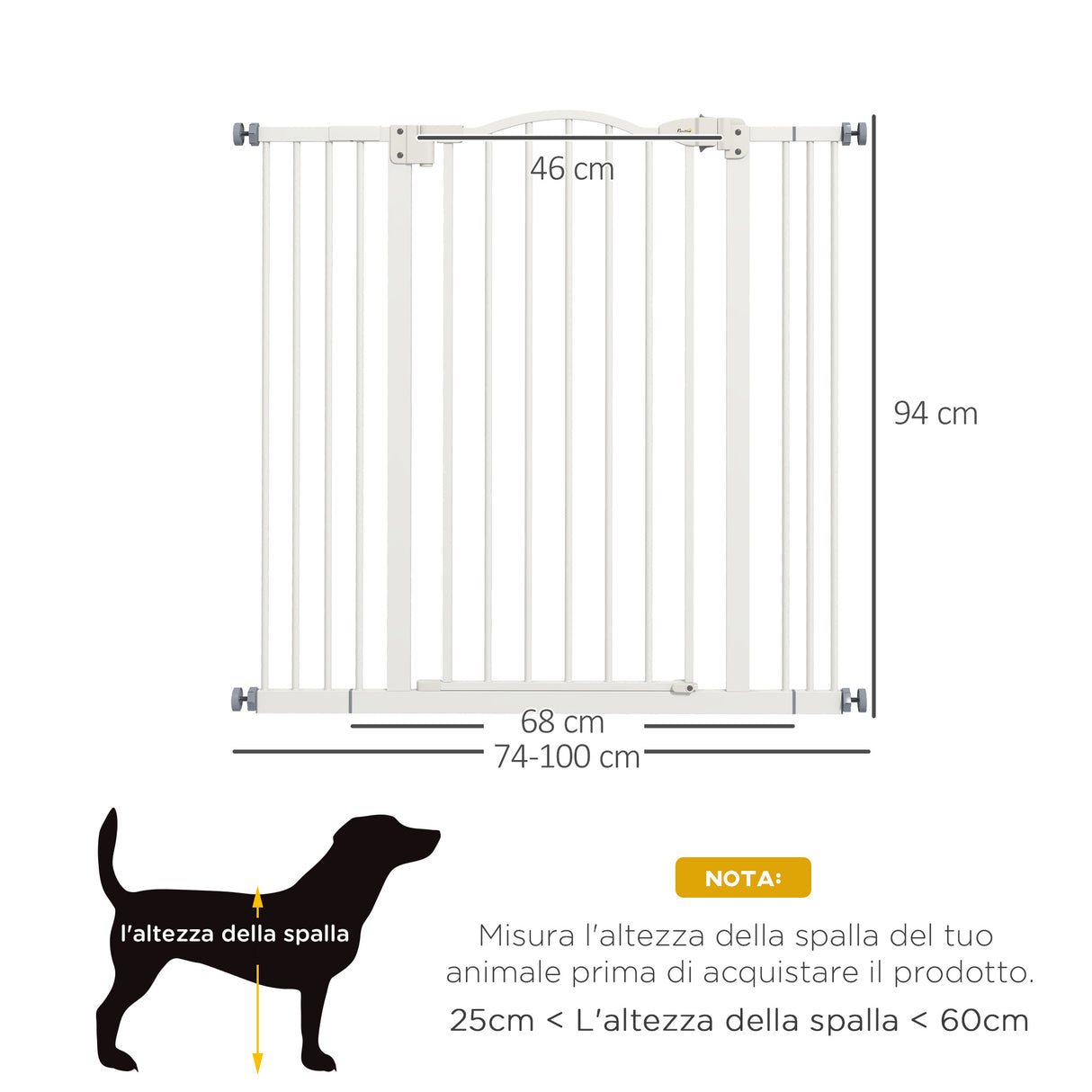 easycomfort easycomfort cancelletto per cani estensibile con 4 viti regolabili in metallo e plastica 74 100x94 cm bianco