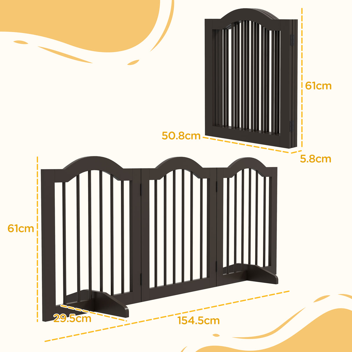 easycomfort easycomfort cancellino per cani pieghevole a 3 sezioni in legno 154 5x29 5x61cm caffe
