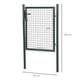 easycomfort easycomfort cancello da giardino in acciaio con serratura e 3 chiavi 97x150cm verde
