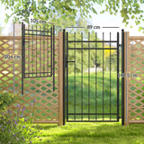 easycomfort easycomfort cancello giardino a 2 paletti con maniglia lucchetto e 3 chiavi in acciaio zincato 105x204 cm nero