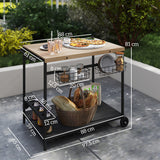 easycomfort easycomfort carrello da giardino a 2 ripiani 2 cesti e 4 spazi portabottiglie in legno di abete 97 5x65x81 cm
