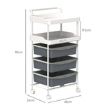 easycomfort easycomfort carrello portaoggetti con 2 vassoi fissi e 3 vassoi scorrevoli in acciaio e pp 40x34x85 cm bianco e grigio