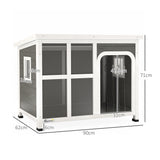 easycomfort easycomfort casetta per cani con finestrelle e ingresso a tenda in legno di abete 90x62x71 cm grigio chiaro